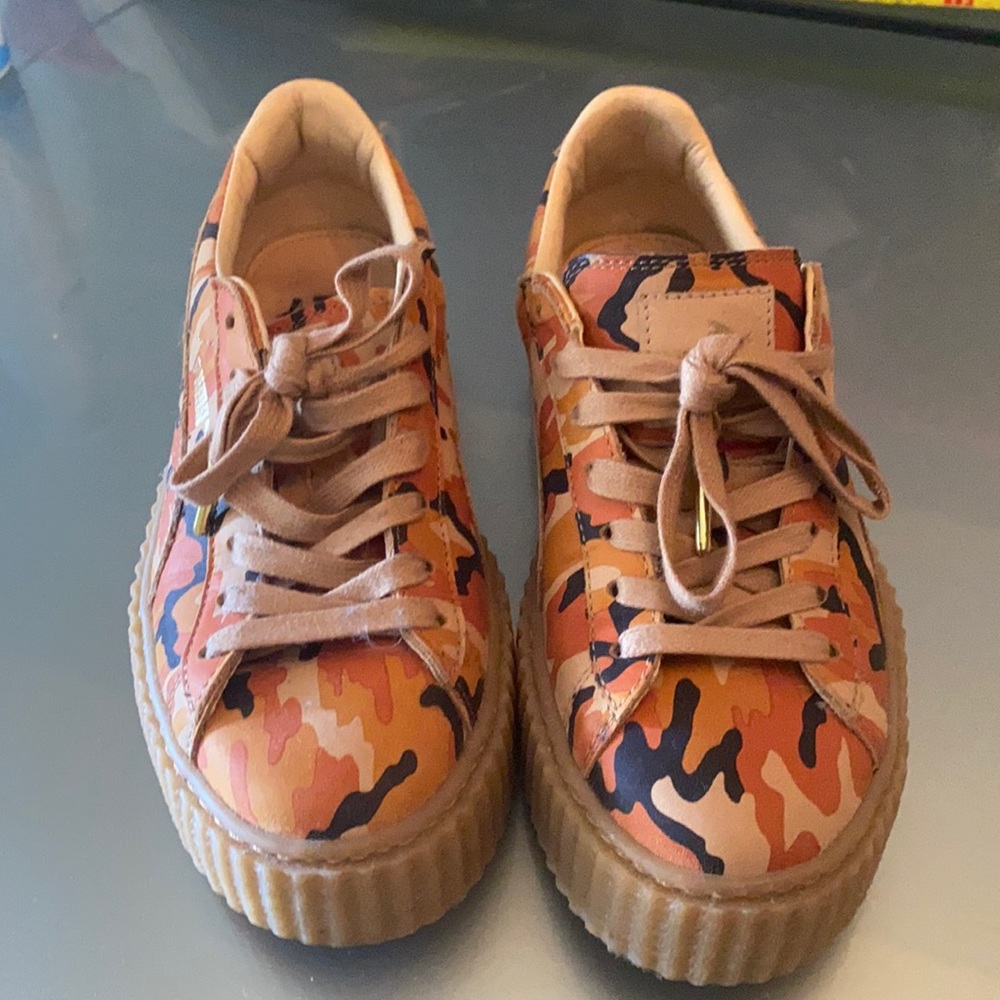 PUMA X RIHANNA Suede Camo orange Creepers Size 7.5 - Picture 2 of 14